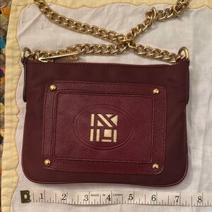 Kate Landry Elegant Burgundy crossbody Bag with Gold Chain